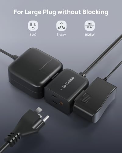 Flat Plug Extension Cord with 3 AC