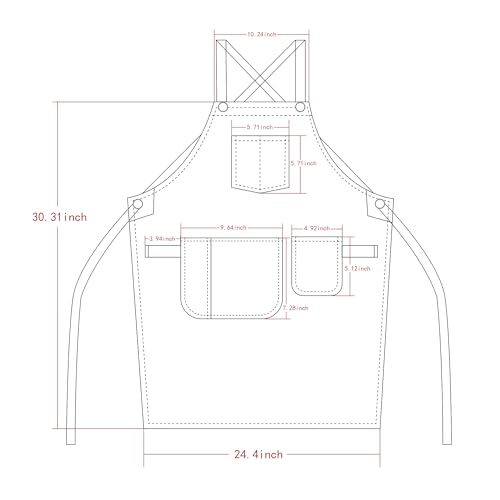 Denim Apron with Pockets and Adjustable Cross Straps for Hair Stylist Salon Nail Tech Barber Women Jean Aprons (Khaki)
