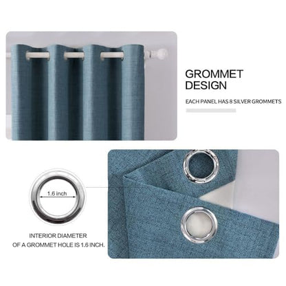 100% Blackout Linen Curtains for Bedroom 42x84 Inches Dusty Blue (Dusty Blue / 42"W x 84"L (Pack of 2))
