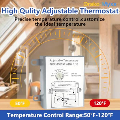 Upgraded Attic Fans Adjustable Thermostat