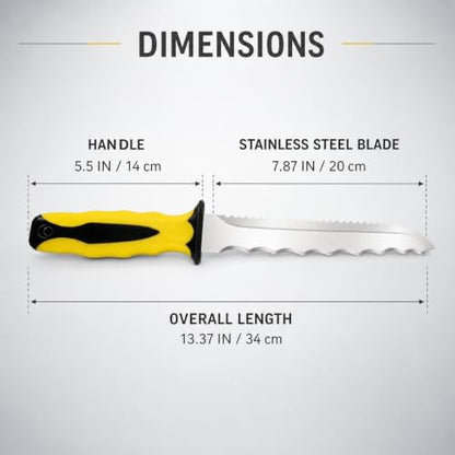 Double Side Serrated Insulation Knife (Yellow / 8 IN)