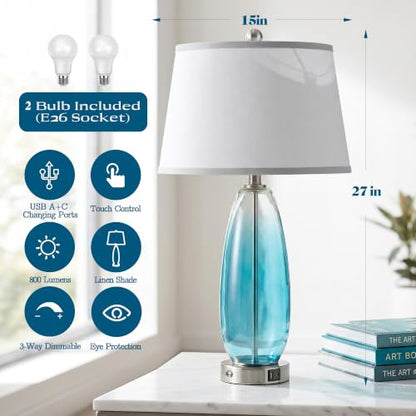 27" Glass Table Lamps for Living Room