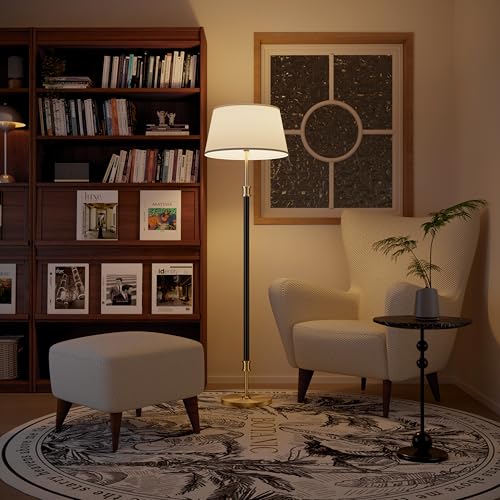 Mid Century Modern Floor Lamp with 18” Oversized Linen Shade
