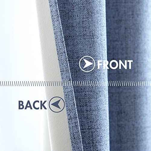 100% Blackout Linen Curtains for Bedroom 52x84 Inches Stone Blue (Stone Blue / 52"W x 84"L (Pack of 2))