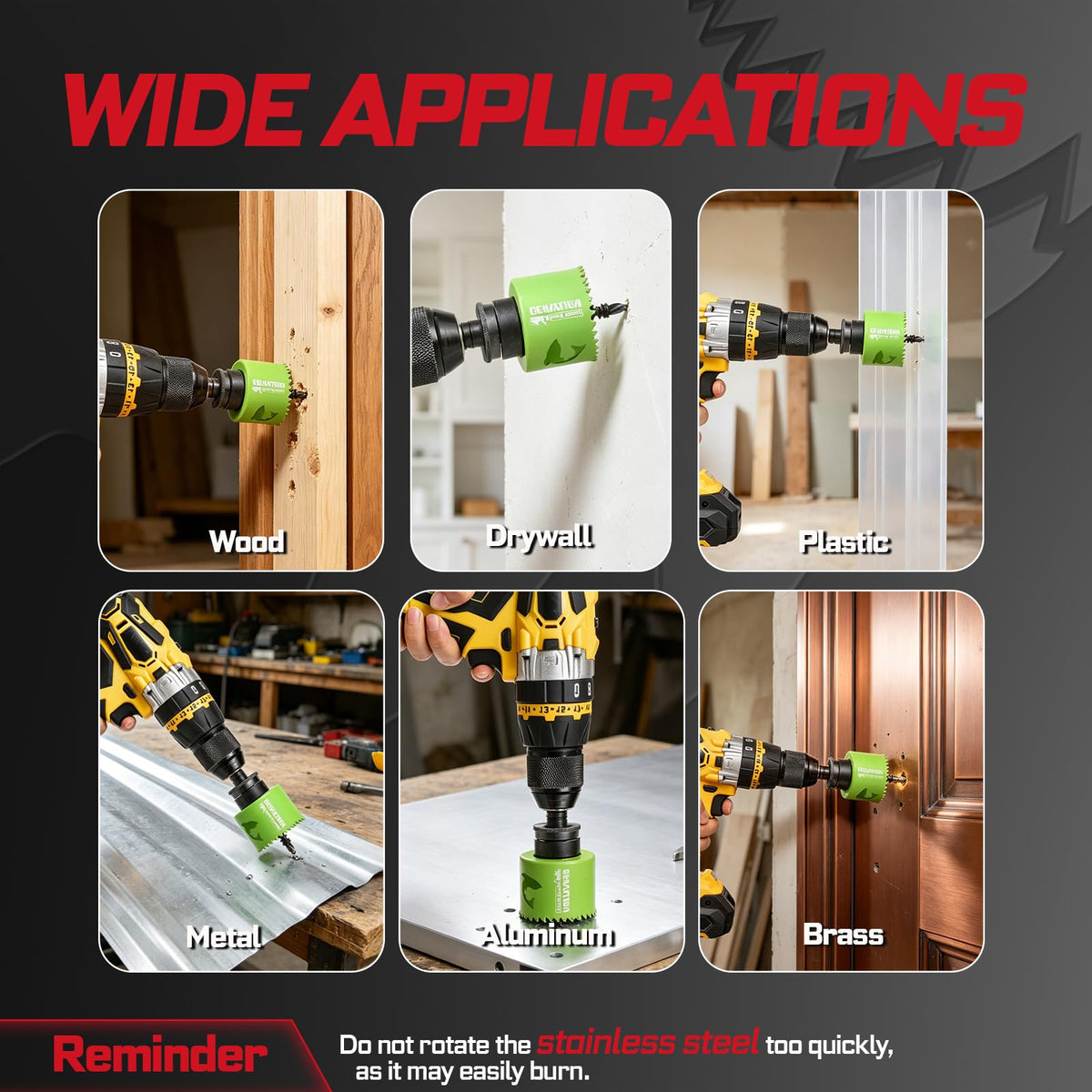 2-1/4 Inch(57mm) Hole Saw, 2PCS HSS Bi-Metal Hole Saw Kit with Shark Tooth Hole Cutter for Wood,Drywall, PVC Boards and Thin Metal (2 PCS 2-1/4")