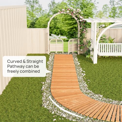 25" W Oversize Wooden Garden Parhway Walkway Outdoor Roll Out Decorative Garden Walkway Non