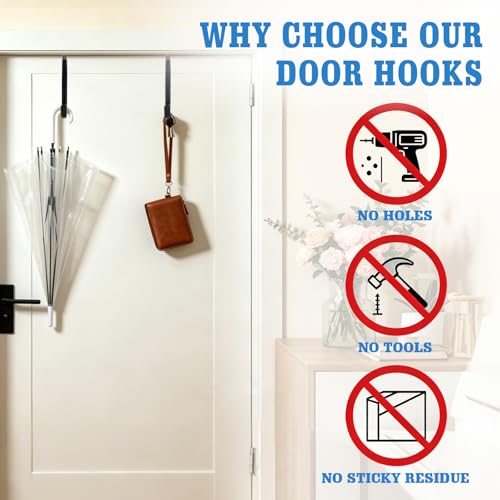 Over The Door Hooks 3 Pack Door Hanger Hooks with Rubber Liner