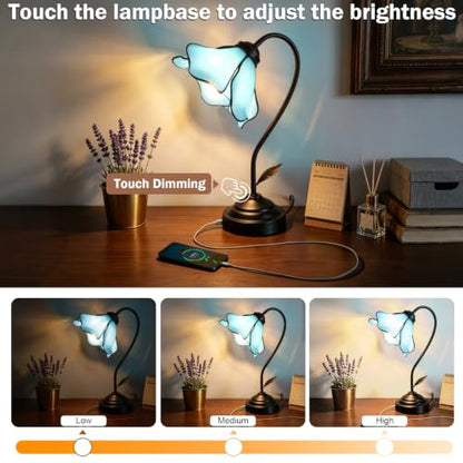 Table Lamp Handmade Flower Stained Glass Bedside Lamp