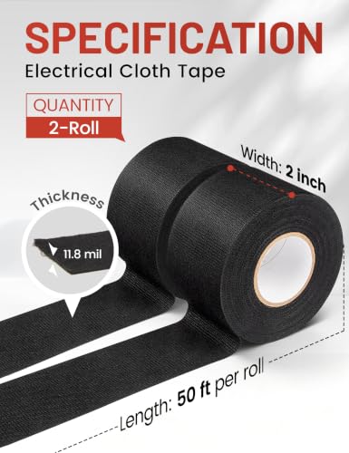 2 inch x 50ft Wiring Harness Tape High Temp Wire Cable Loom Self