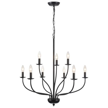 12 Light Black Farmhouse Chandelier
