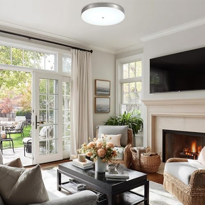12 Inch Brushed Nickel LED Flush Mount Ceiling Light Fixtures