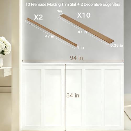 1Set 94.5x54in Premade Board and Batten Wainscoting Kit