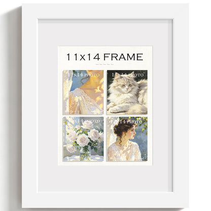 11x14 White Wooden Picture Frame (White Frame White Mat / 11x14)