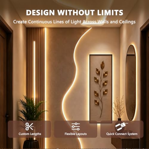 16.4ft 24V Silicone Recessed LED Strip for Wood Slat Wall Panels