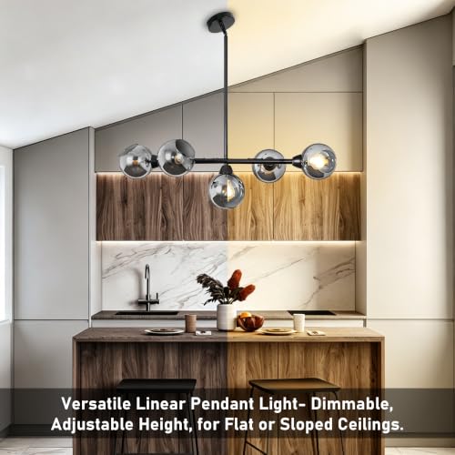 Large Linear Chandeliers for Dining Room Extra Long Linear Chandelier with Open Glass Lampshade Sputnik Goble Glass Chandelier