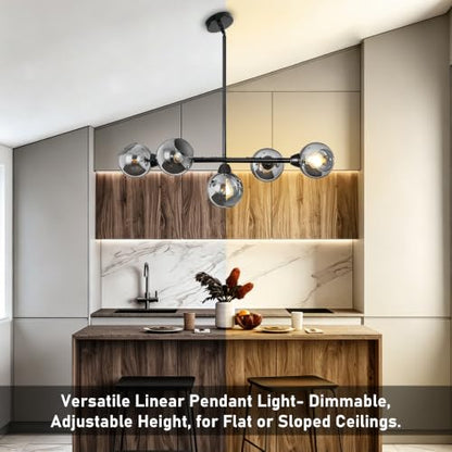 Large Linear Chandeliers for Dining Room Extra Long Linear Chandelier with Open Glass Lampshade Sputnik Goble Glass Chandelier