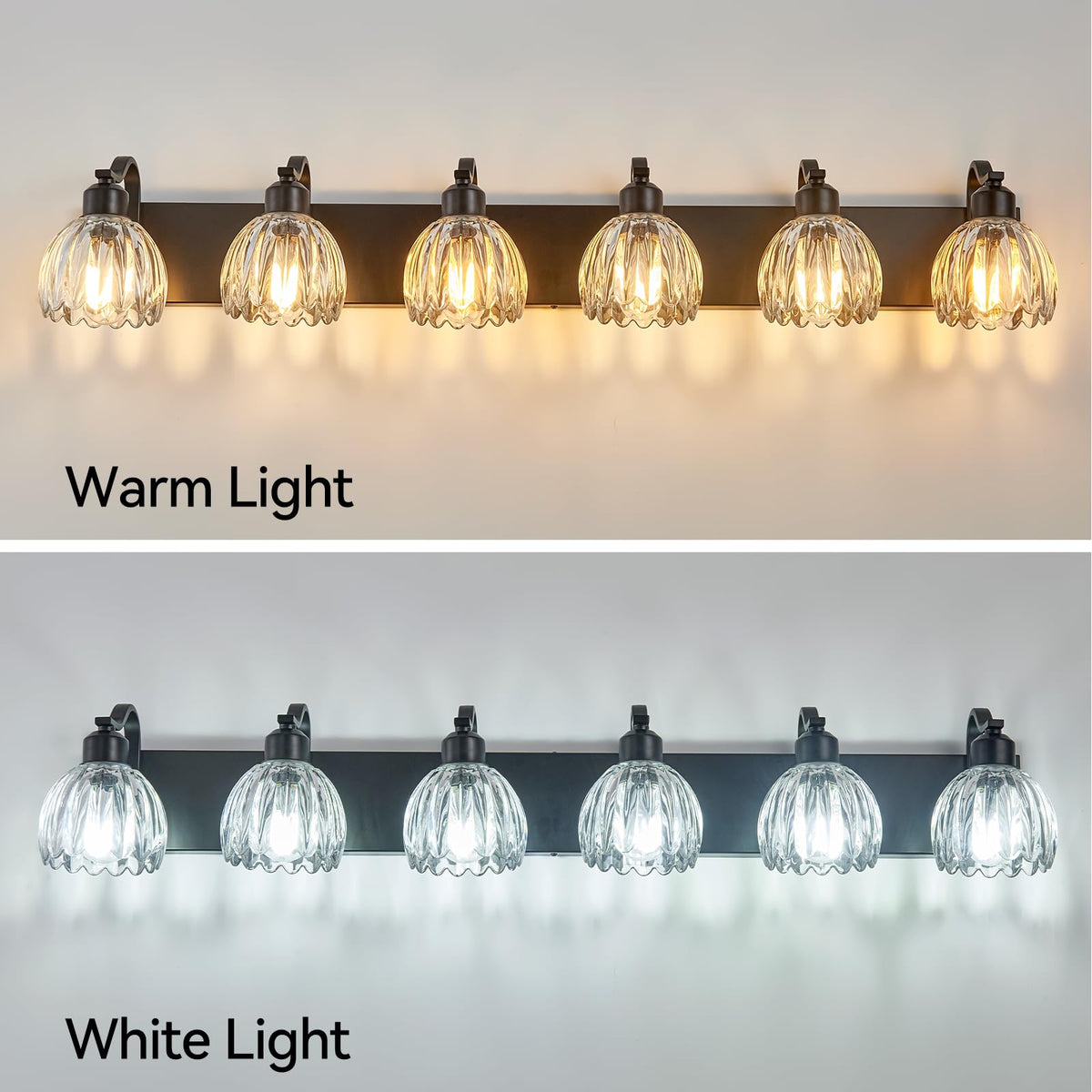 Bathroom Light Fixtures (Black - Tulip Clear / 6-light)