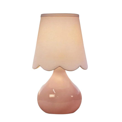 Pink Table Lamp Small Gold Bedside Lamps Dimmable Boho Bedroom Lamp with Tulip Flower Lamp Shade (Table Lamp--6)
