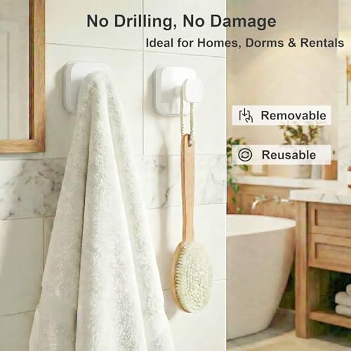 Suction Cup Hooks for Shower (White / 2 Pack)