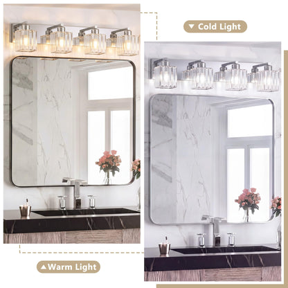 Modern Bathroom Vanity Light (Chrome & Square / 4-Light)