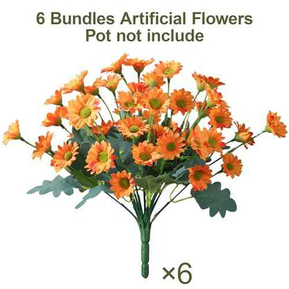 Artificial Mums for Outdoors Fall Decor (B-orange / 10.6 inch)