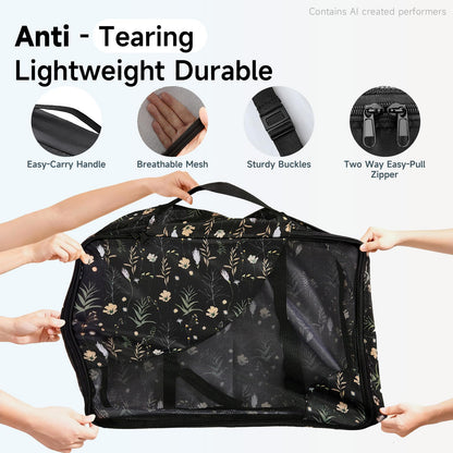Packing Cubes for Travel (14 Black Flower)