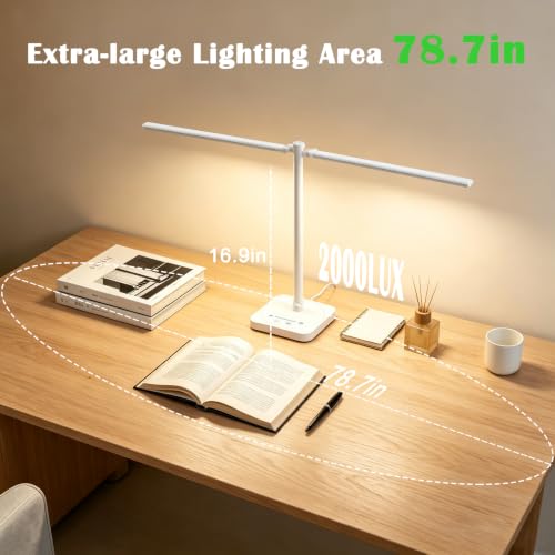 Desk Lamp for Office Home Dual Head 24W Swing Arm Reading Table Lamp