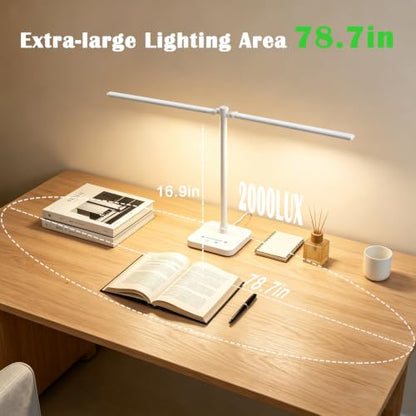 Desk Lamp for Office Home Dual Head 24W Swing Arm Reading Table Lamp