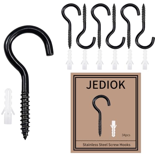 Black Steel Open Screw Hooks for Hanging