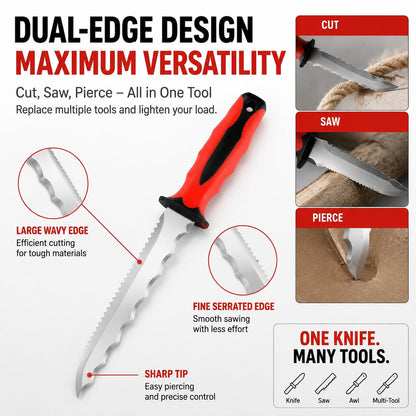Double Side Serrated Insulation Knife (Red / 8 IN)