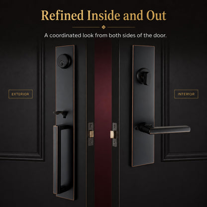 Aged Bronze Front Door Handle Set with Deadbolt (Aged Bronze)