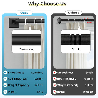 Black Curtain Rods for Windows 66 (Black / 66"-184")