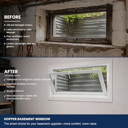 Vinyl Basement Hopper Window
