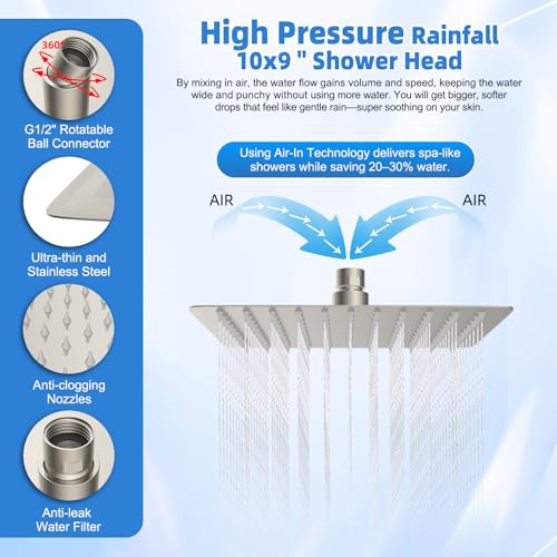 All Metal Rain Shower Head with Handheld Spray Combo