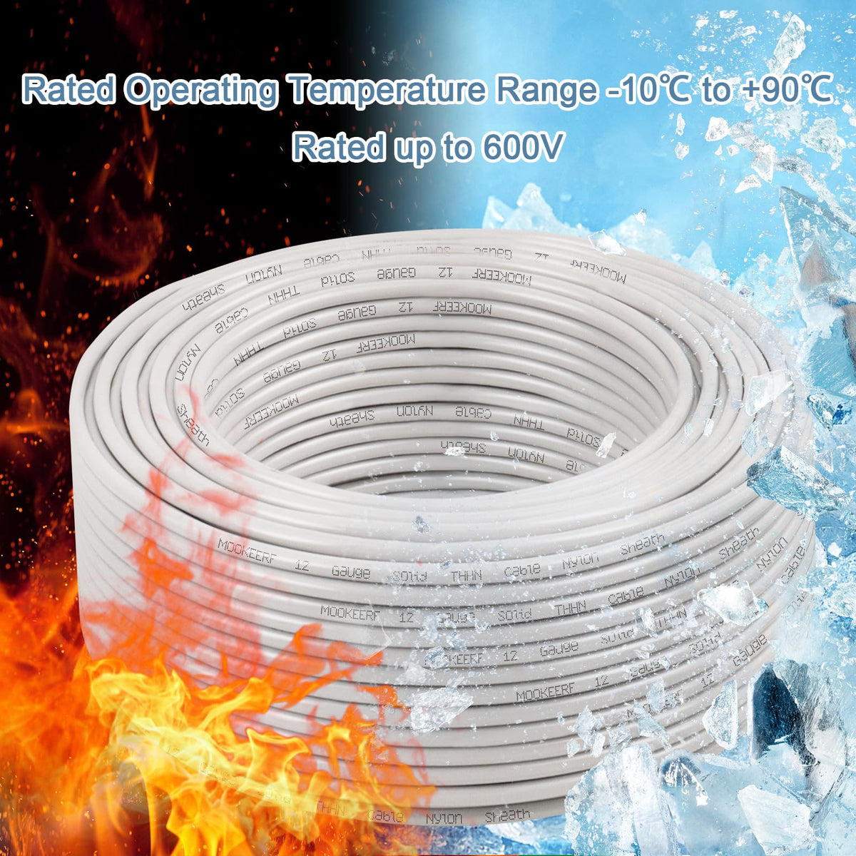 THHN Wire 12 Gauge 200FT (12 Gauge 200FT / White)