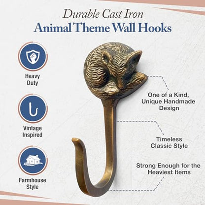 Cast Iron Fox Hook (Antique Bronze / Fox Hook - Single - 5 Inch)