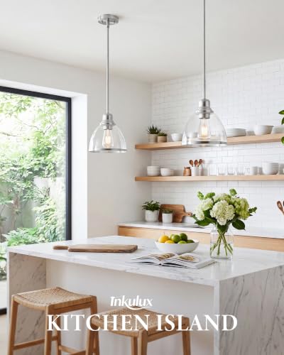 2 Pack Brushed Nickel Kitchen Island Pendant Lights (Brushed Nickel)