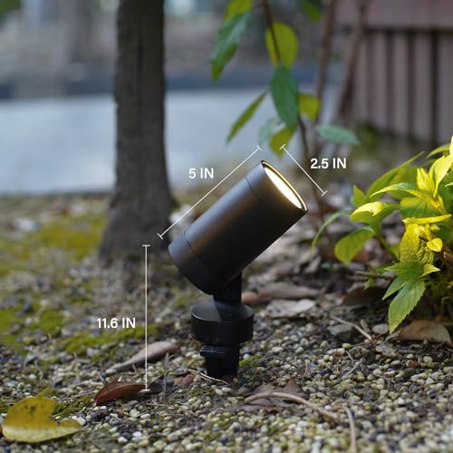 6W Low Voltage LED Flood Lights 12V AC Landscape Spotlights 260 Lumens 3000K Warm White Outdoor Accent Lights with Metal Stakes & Connectors for Garden Tree & Yard