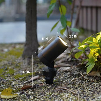 6W Low Voltage LED Flood Lights 12V AC Landscape Spotlights 260 Lumens 3000K Warm White Outdoor Accent Lights with Metal Stakes & Connectors for Garden Tree & Yard