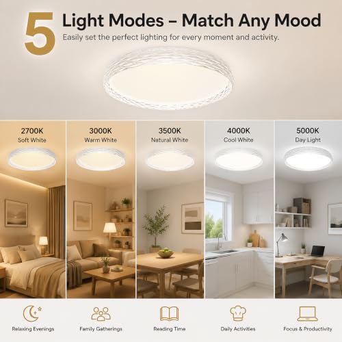 LED Flush Mount Ceiling Light with Sculptural Ring Design