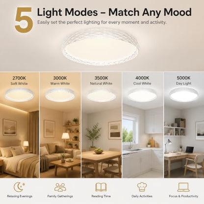 LED Flush Mount Ceiling Light with Sculptural Ring Design