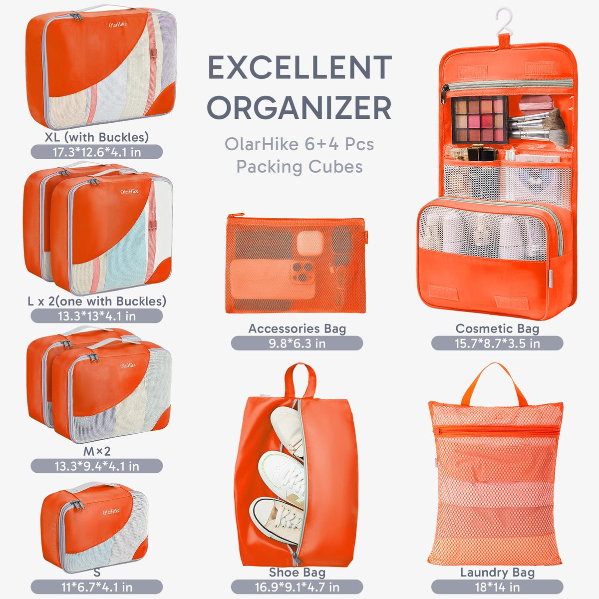 Packing Cubes for Travel (17 Orange)