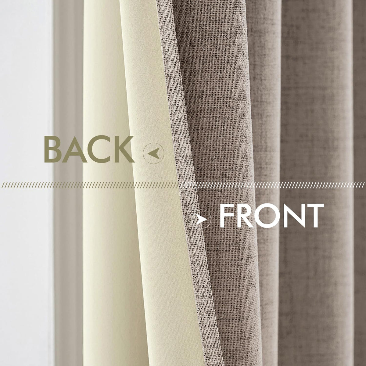 100% Blackout Linen Curtains for Bedroom 52x63 Inches Linen (Linen / 52"W x 63"L (Pack of 2))