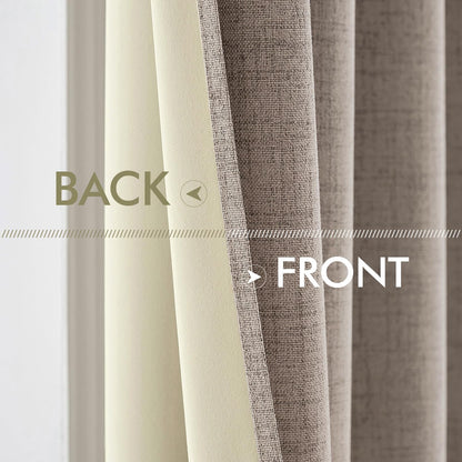 100% Blackout Linen Curtains for Bedroom 52x63 Inches Linen (Linen / 52"W x 63"L (Pack of 2))
