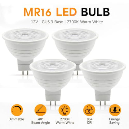 MR16 LED Bulb Dimmable GU5.3 12V 2700K Warm White