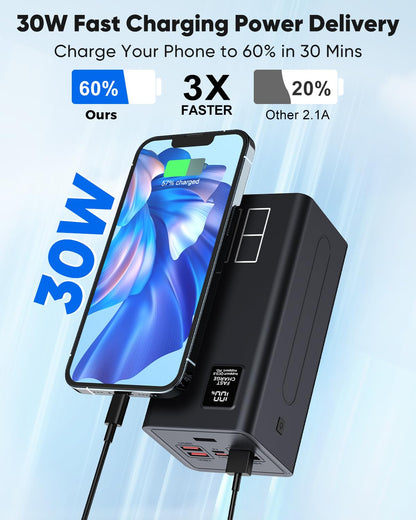 80000mAh Portable Charger Power Bank High Capacity (Black)