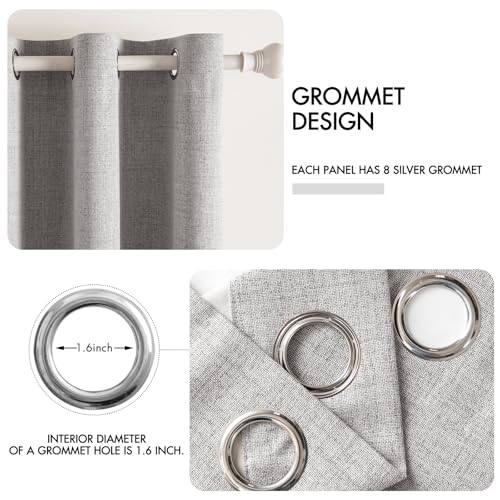 100% Blackout Linen Curtains for Bedroom 52x72 Inches Light Gray (Light Gray / 52"W x 72"L (Pack of 2))
