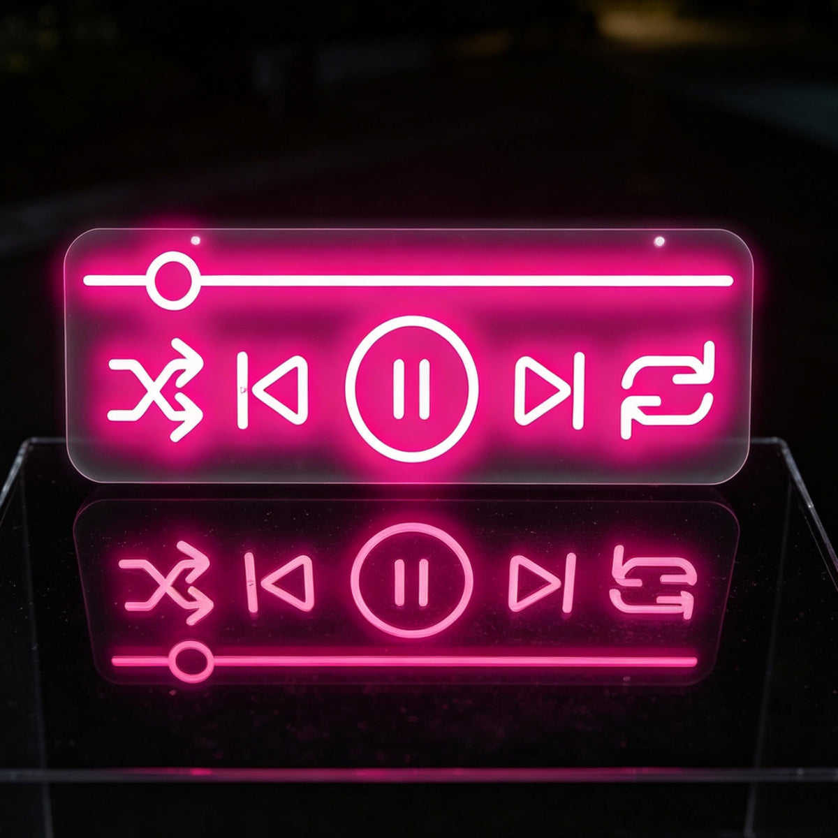 Music Player Neon Sign Bedroom Studio Bar Record Store Decor‑16.4"x5.8" (Media Player Full)