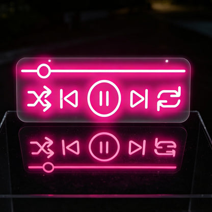 Music Player Neon Sign Bedroom Studio Bar Record Store Decor‑16.4"x5.8" (Media Player Full)