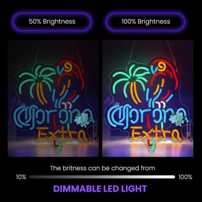 Coron Neon Sign Beer LED Light for Home Bar Man Cave Wall Decor (Colorful)